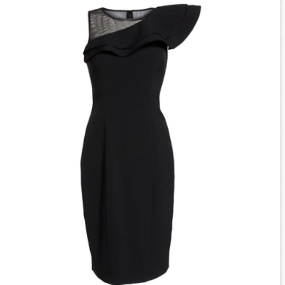 ELIZA J  Ruffle Neck Crepe Cocktail Dress